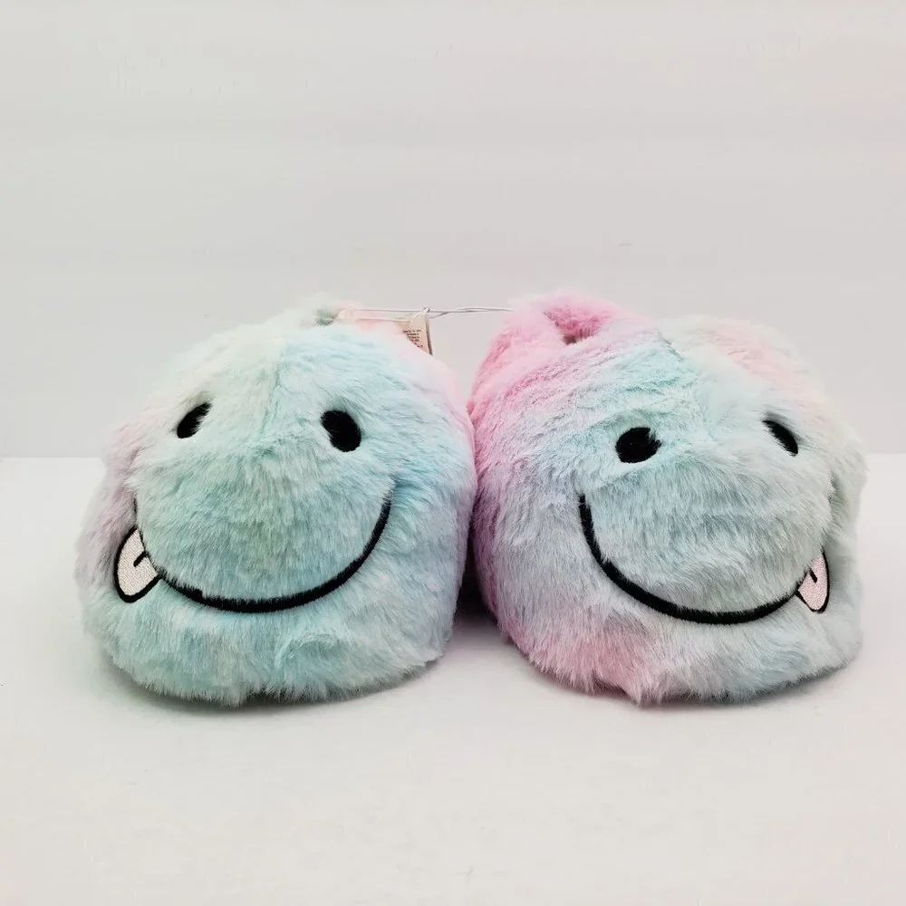 NEW Old Navy Girls Size XL 3-4 Critter Smile Slip On Fuzzy Comfort Slippers
